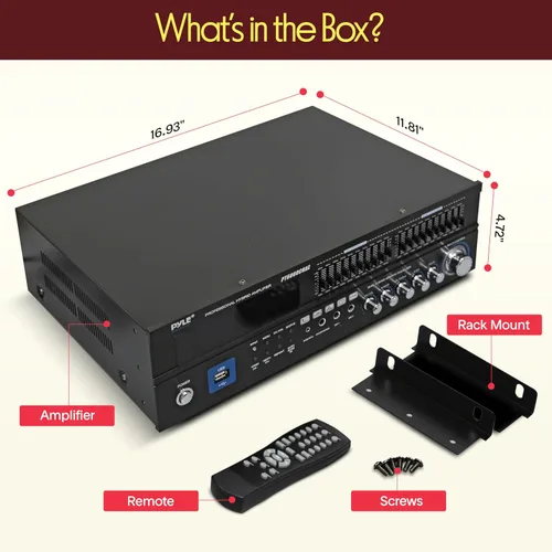 Vista 7 de [Usado] Pyle - Amplificador híbrido Bluetooth para el hogar - Receptor de amplificador de potencia estéreo de montaje en rack de 6 canales, 2000 W