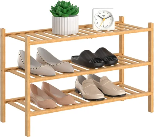 Vista 7 de RONGJlA - Zapatero de bambú de 4 niveles para armario, estante de madera para zapatos, organizador de almacenamiento para entrada, espacio pequeño