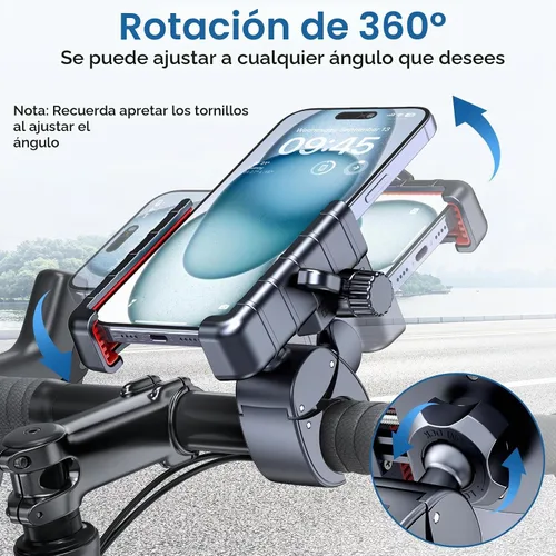 Vista 5 de Soporte de teléfono para bicicleta, bloqueo rápido, apto para cámaras, soporte de teléfono de motocicleta, abrazadera para manillar para cochecito