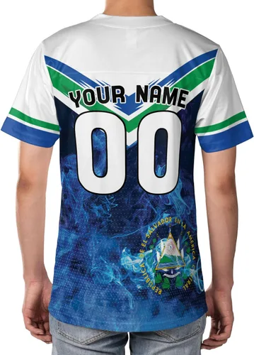 Vista 5 de Camiseta de fútbol de El Salvador personalizada de El Salvador Jersey de fútbol de El Salvador para hombres, camisas de El Salvador 3D