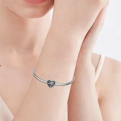 Vista 4 de PEIMKO Dije personalizado de plata de ley con diseño de corazón de flor de nacimiento y corazón de flor de nacimiento pulsera de serpiente regalo