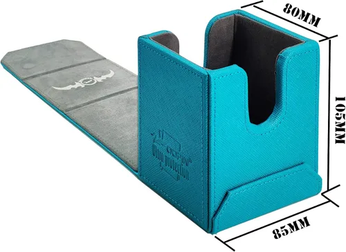 Vista 2 de Zoopin - Caja de cuero cian para cartas coleccionables, MTG, Yugioh, Pokeman, TES Legacy, Munchkins CCG Decks y también fichas pequeñas o dados