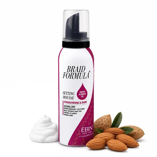 Vista 9 de EBIN NEW YORK Braid Formula Setting Mousse Aceite de oliva – Espuma de trenza ligera para trenzas, giros y mechones, para hombres y mujeres