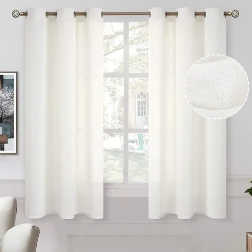 Vista 14 de BGment Cortinas cortas de lino transparente de 40 pulgadas para cafetería, con ojales, filtrado de luz, semitransparentes para ventanas pequeñas