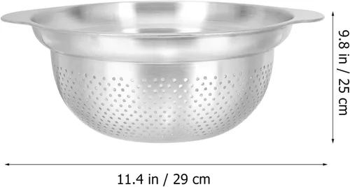 Vista 4 de Thickened Stainless Steel Colander Strainer with Deep Basin and Reinforced Bottom for Efficient Draining and Washing of Pasta Fruits and Vegetables