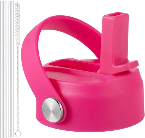 Vista 9 de Tapa de popote RRegeny para Hidromatraz de Boca Ancha 32 40 oz, Tapas con asa flexible compatible con Hidromatraz, Tapa deportiva de repuesto