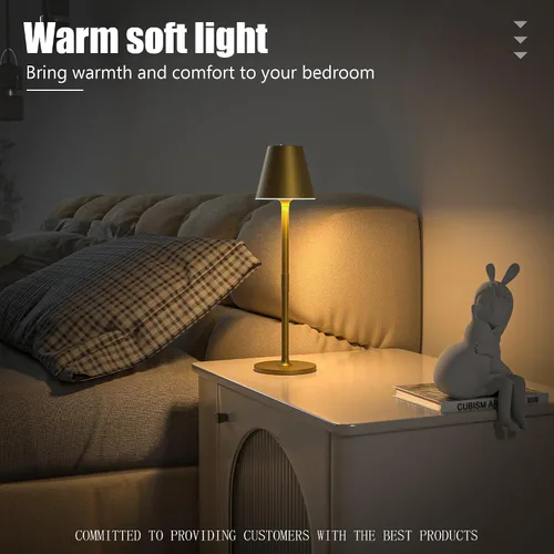 Vista 6 de Timjorman Lámpara de mesa LED inalámbrica, lámpara de escritorio con batería recargable de 4000 mAh, brillo de 3 niveles junto a la luz nocturna