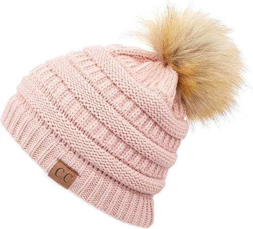 Vista 67 de Gorro unisex liso con pompón y ribete (HAT-43) de C.C Hatsandscarf Exclusives Marfil