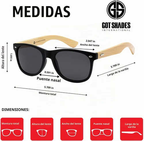 Vista 4 de Gafas de sol de bambú al por mayor 10 unidades para hombres y Tortuga Clásica Lente Marrón