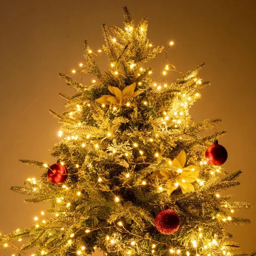 Vista 2 de Cadena de luces de petardos de 10 pies con cable de cobre blanco cálido, luces de hadas en racimo para interiores con control remoto y temporizador