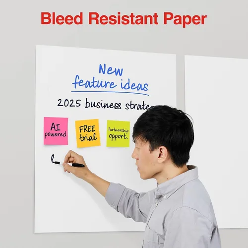 Vista 3 de STAPLES Easel Pad - Repositionable, Large Flip Chart Paper, 25"x30", 30 Sheets, 2 Pack, White, Recycled