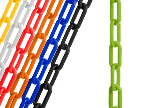Vista 11 de US Weight (Fabricado en Estados Unidos) Cadena de seguridad de plástico negro de 2 pulgadas x 50 pies. Tecnología resistente a los rayos UV SunShield
