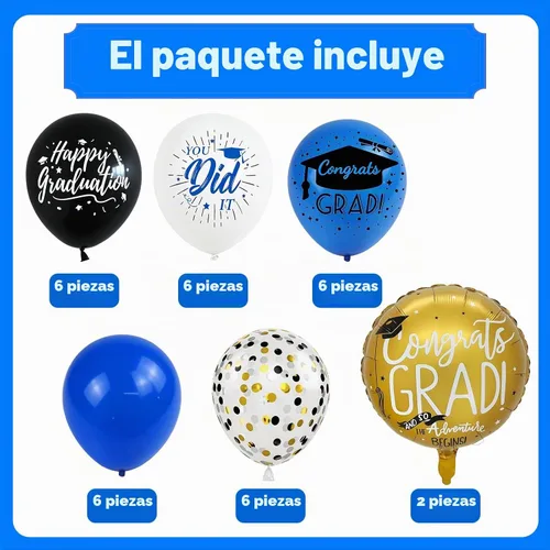 Vista 2 de HILAVO Globos negros, azules, blancos Negro Azul Blanco