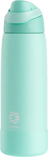 Vista 17 de FJbottle Botella de agua aislada de acero inoxidable, 24 onzas, sin popote, botella de agua deportiva a prueba de fugas con asa ajustable para Azul