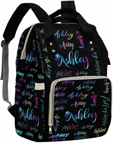 Vista 40 de Artsadd Bolsos para pañales personalizados con nombre, mochila monograma, regalos para baby shower, pattern 01, Tamaño único, Mochilas Daypack