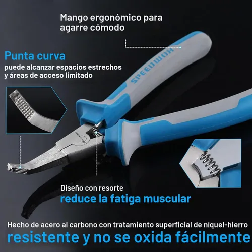 Vista 3 de SPEEDWOX - Alicates de anillo de bloqueo especiales de 8" con puntas de mandíbula dobladas con agujero, alicates de retención de clip en C, alicates