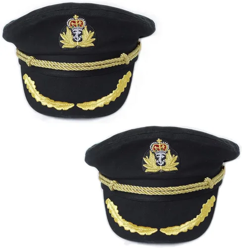Vista 24 de Ibeauti Gorra unisex ajustable para adultos, disfraz de capitán Almirante, gorra de marinero para cosplay