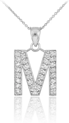 Vista 45 de Claddagh Gold . Collar con colgante de letra inicial de plata de ley 925 con circonita cúbica - Elección de tamaños