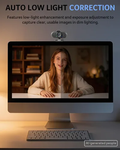 Vista 7 de Acer Cámara web A610 1080p para PC con micrófonos Cámara de computadora Negro
