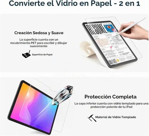 Vista 4 de MOBDIK Paperfeel - Protector de pantalla de cristal para iPad Air 11 M4 / M3 / M2