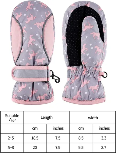 Vista 3 de SATINIOR 2 pares de guantes impermeables para niñas y niños, guantes de nieve cálidos para niños