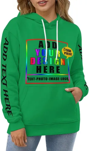 Vista 5 de Sudaderas de moda personalizadas de tamaño matrimonial, añade tu propio patrón de texto y diseño personalizado con capucha