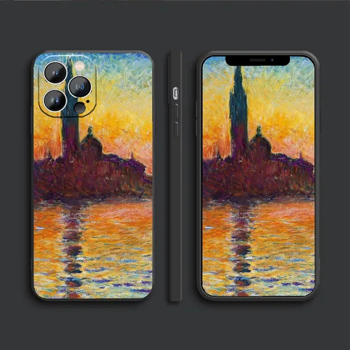Vista 4 de Funda impermeable para iPhone 14 Pro Max, Twilight Venice por Claude Monet, funda delgada para teléfono iPhone 14 Pro Max (6.7 pulgadas)