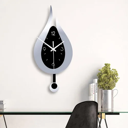 Vista 5 de Reloj de pared moderno con diseño de gota de agua, reloj de péndulo de acrílico creativo para el hogar, dormitorio, sala de estar, decoración