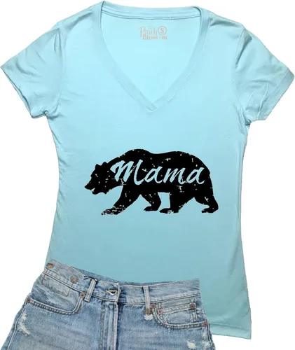 Vista 3 de Camiseta de mujer con cuello en V para el Día de la Madre de Mama Bear