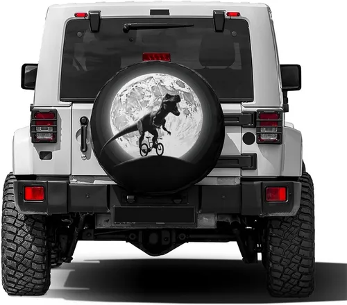 Vista 2 de Delerain Dinosaur Moon - Cubierta de rueda de repuesto para neumáticos, protector solar impermeable para caravana, remolque, RV, SUV, camión