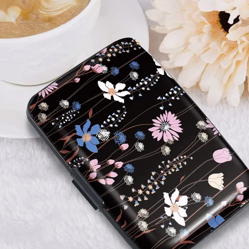 Vista 7 de Coco Rossi Mini tarjetero para mujeres u hombres, bloqueo RFID, funda rígida para tarjetas de identificación, cartera de viaje