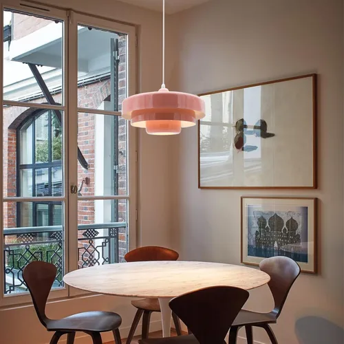 Vista 4 de Lámpara Colgante Rosa de Mediados de Siglo, Lámpara Colgante Nórdica, Accesorio de Iluminación Colgante, Luz de Techo Colgante con Diseño