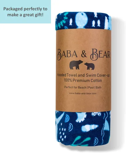 Vista 6 de Baba & Bear Toalla con capucha para niños, cubierta de traje de baño para playa, piscina, baño (tiburón)