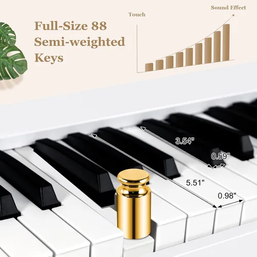 Vista 4 de iMeshbean - Piano digital plegable para principiantes, 88 teclas, tamaño completo, teclado semi pesado, piano eléctrico portátil con pedal, bolsa