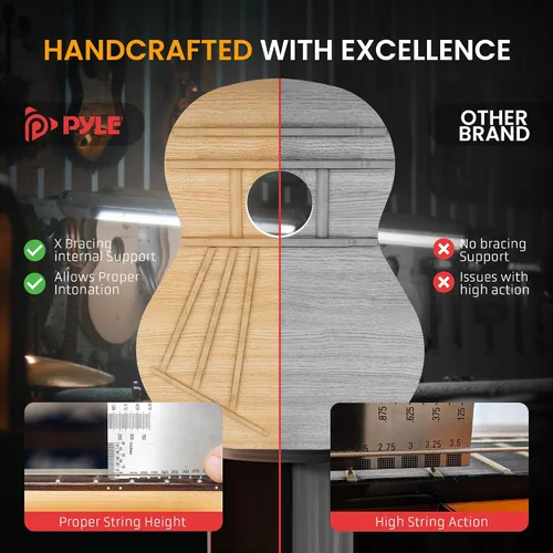 Vista 6 de Pyle Beginner Acoustic Guitar Kit, 4/4 Full Size All Wood Instrument with Full Accessory Kit, Picks, Shoulder Strap, Carry Case, Cleaning Cloth