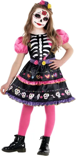 Vista 5 de Morph Day Of The Dead Costume Kids Girls Day Of Dead Costume Girls Day Of The Dead Costume For Girls
