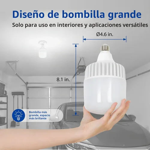 Vista 3 de Bombilla LED, 5000 lúmenes, equivalente a 36 W, luz diurna de 5000 K, base E26, 50,000 horas de vida útil, no regulable, solo
