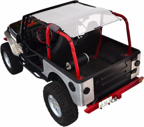 Vista 12 de Malla para sombra SPIDERWEBSHADE para Jeep Wrangler con protección UV, accesorio hecho en EE.UU., TJ (1997-2006), Negro