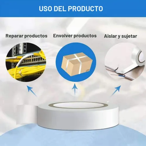 Vista 6 de Wapodeai - 3 unidades de cinta de aislar blanca, cinta impermeable de alta calidad, ignífuga, para interiores y exteriores, de 0.62 pulgadas x 49