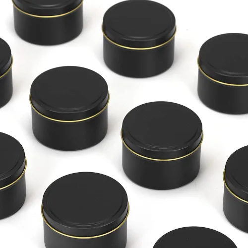 Vista 7 de SONVIIBOX 24 latas de velas negras de 4 onzas, frascos de velas, recipientes de velas a granel para fabricación de velas, tarros de almacenamiento