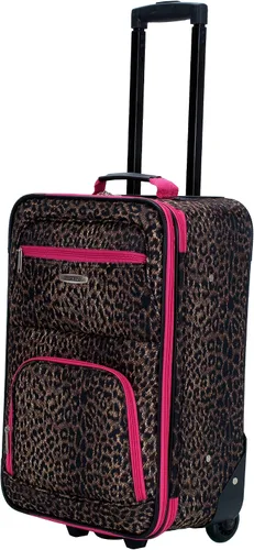 Vista 7 de Rockland Jungle Softside Juego de maletas verticales, Pink Leopard), F125-PINKLEOPARD