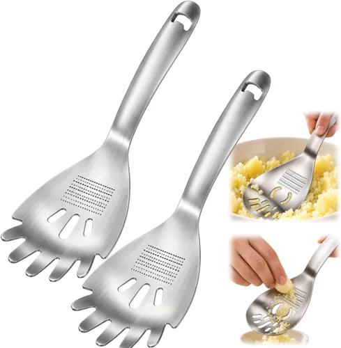 Vista 10 de 5-in-1 Stainless Steel Cooking Spoon, Multifunctional Home Kitchen Tool with Garlic and Ginger Grater, Egg Separator, Pasta Scoop, Soup Strainer and