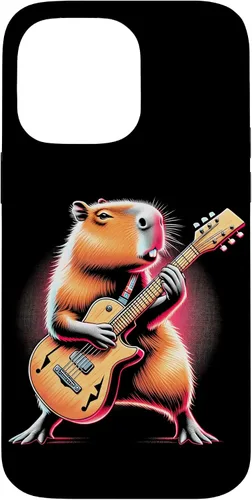 Vista 21 de iPhone 16 Capybara Playing Guitar Like A Rocker Guitarist Rock'n Roll Case