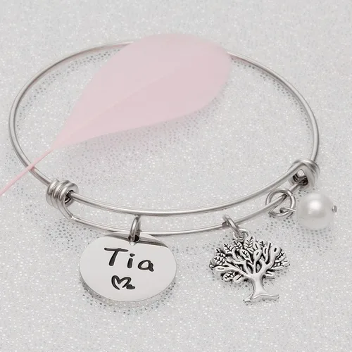 Vista 5 de Tia Gifts - Pulsera para mujer, los mejores regalos de Tia Tia Ever para regalos de Tia Tia Pulseras Joyería Pulsera Tia, Acero inoxidable, Acero