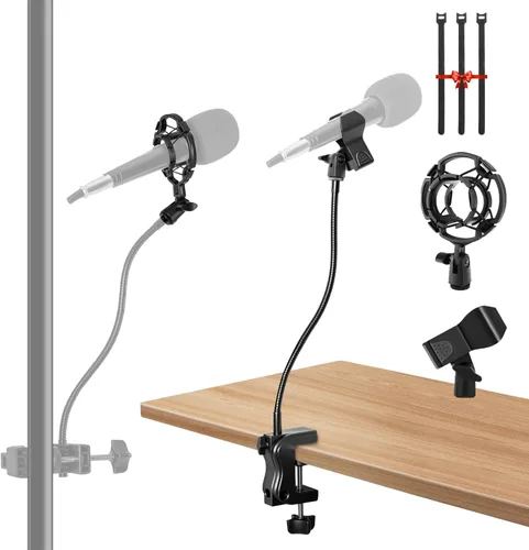 Vista 9 de Soporte de pared para micrófono flexible de alta calidad, soporte de pared para micrófono de escritorio con cuello de cisne, brazo de micrófono