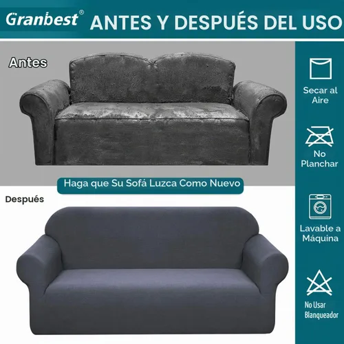 Vista 5 de Granbest - Funda de sofá impermeable de alta calidad Granbest de alta elasticidad para sofá de tela súper suave (gris, pequeña)