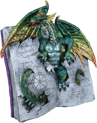 Vista 4 de Ebros Gift World of Wizardry and Hechicería Lanzador de hechizos Fantasía Dragón de Bibliografía Emergente de Hechizos Libro con Runas Mágicas Drake