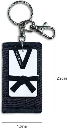 Vista 6 de Llavero de taekwondo con etiqueta de nombre, idea de regalo pensada de calidad prémium para estudiantes y profesores de artes marciales