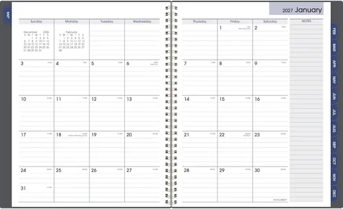 Vista 8 de AT-A-GLANCE Agenda 2027, mensual, 8.5 x 11 pulgadas, con pestañas, DayMinder, gris (GC4700727)
