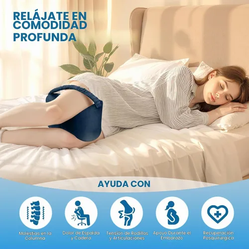 Vista 6 de Almohada de rodilla para personas que duermen de lado con correa, almohada de espuma viscoelástica de apoyo para las piernas para dormir de lado